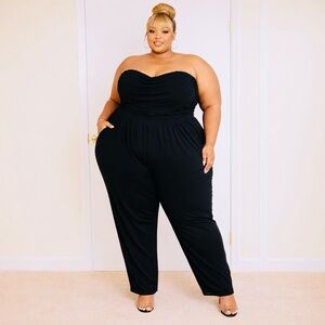 T.J.Maxx Black Strapless Jumpsuit